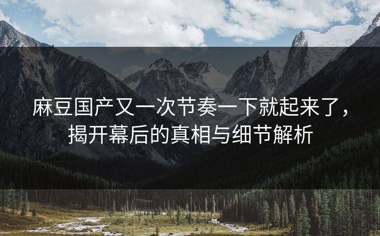 麻豆国产又一次节奏一下就起来了，揭开幕后的真相与细节解析