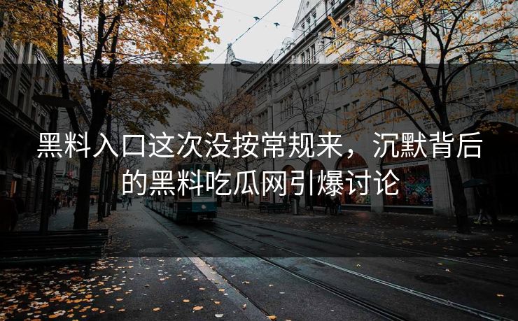黑料入口这次没按常规来,沉默背后的黑料吃瓜网引爆讨论 第1张 黑料入口这次没按常规来,沉默背后的黑料吃瓜网引爆讨论 第1张
