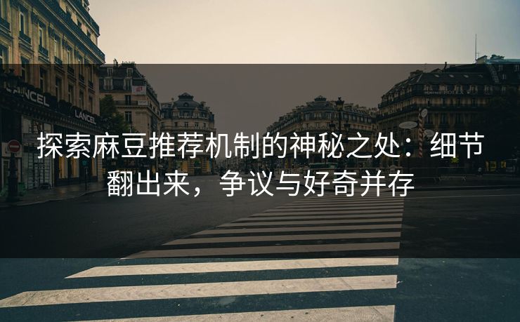 探索麻豆推荐机制的神秘之处：细节翻出来，争议与好奇并存  第1张