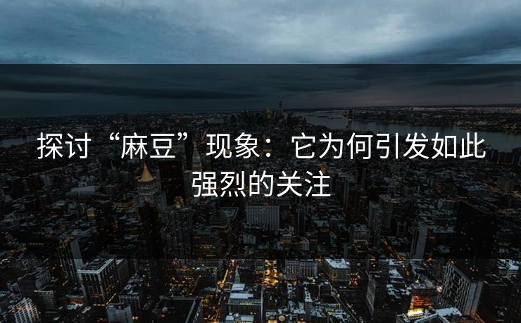探讨“麻豆”现象：它为何引发如此强烈的关注  第1张